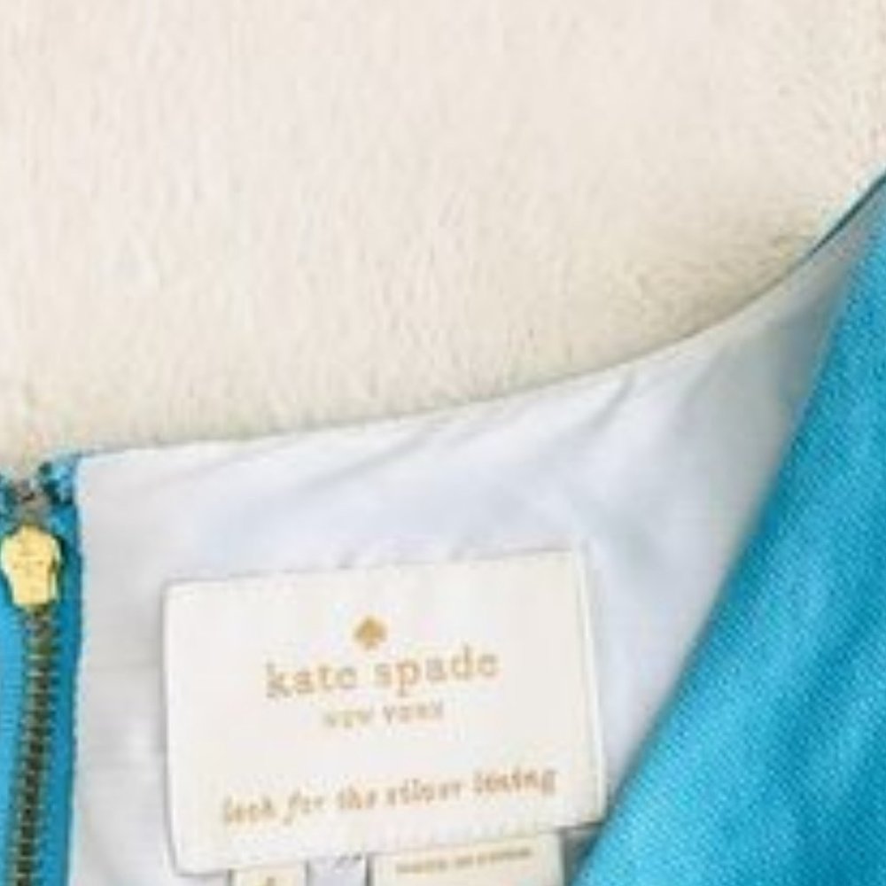 Kate Spade Viola Turquoise Linen Bow Shift Dress.  SZ 2 - Picture 6 of 11
